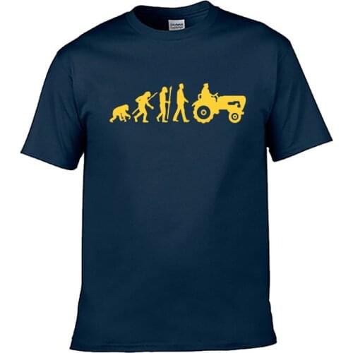 Evolution Born To Farm Tractor T-shirt Funny Birthday Gift For Farmer Dad Men Summer Short Sleeve Cotton T Shirts Camiseta