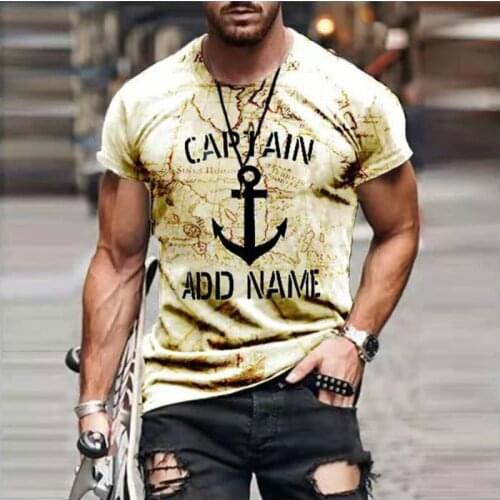 Mens T-shirt Retro Map Print O-neck Short Sleeve Shirt Casual Loose Top Mens Fashion Clothing Spain Hot Style 2021