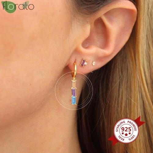 Hypoallergenic Earrings 925 Silver Ear Needle Exquisite Fashion Crystal Pendant Stud Earring High-End Womens Wedding Jewelry