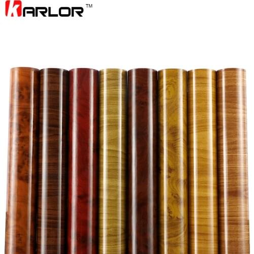 60cmx500cm Glossy Wood Grain Car Wrap Vinyl Film DIY Wood Grain Textured Furniture Decal Waterproof Self-adhesive Car Sticker