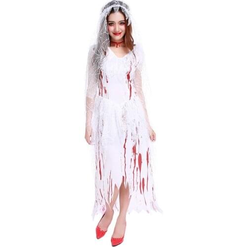 Zombie Bride Costume Ghost Bride Cosplay Costume Halloween Bloody Bride Costume Stage Costume Nightmare Before Christmas