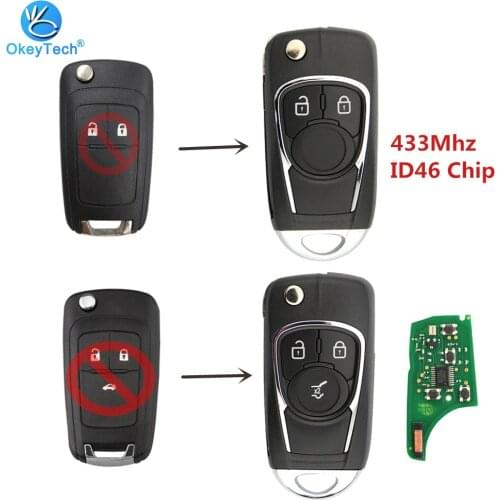 OkeyTech Modified Flip Folding Car Key 433Mhz ID46 Chip Car Remote Key for Opel/Vauxhall Astra J Corsa E Insignia Zafira C