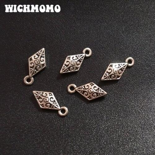 2019 Fashion 30pcs/bag 16*8MM Zinc Alloy Antique Metal Rhombus Charms Pendants for DIY Jewelry Accessories