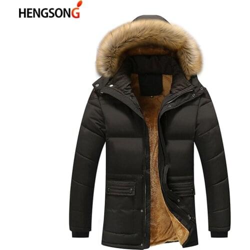 Men Parka Coats New Winter Fleece Jacket Men Slim Thicken Hooded Fur Collar Outwear Warm Coat Top Brand Clothing