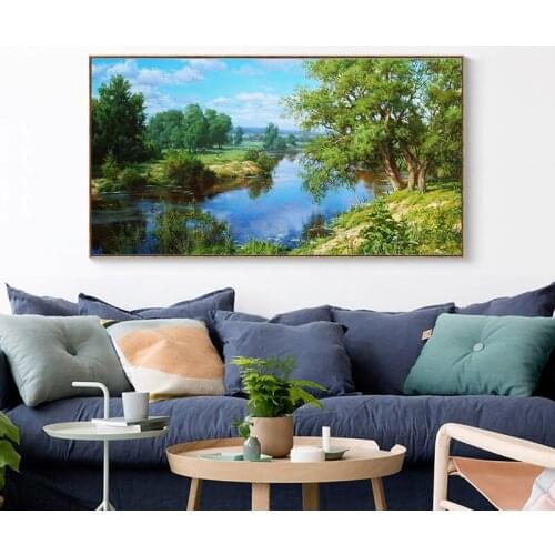 Oneroom Cross Stitch Embroidery Kits 14CT Landscape River Cotton Thread Painting DIY Needlework DMC New Year Home Decor