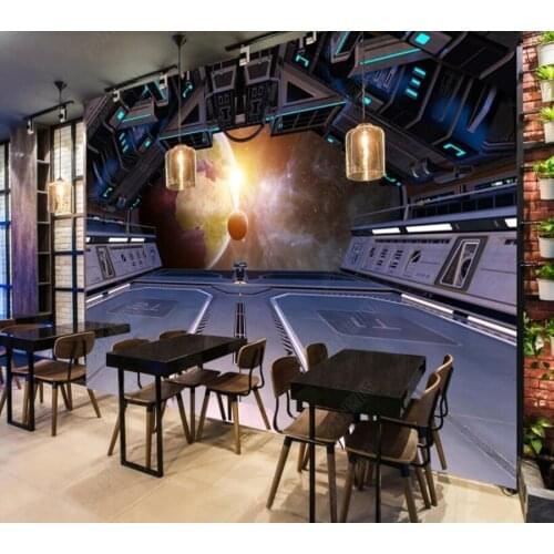 Papel de parede Spaceship starry sky universe 3D background wall 3D wallpaper mural,living room home decor