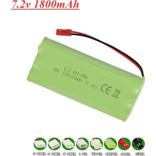 7.2v 1800mah NiMH Rechargeable Battery For Rc toys Car Tanks Train Truck Robots Boat Guns 6*AA 7.2v Battery Pack JST Plug