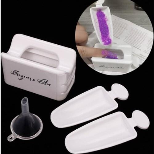 Manicure Powder Recycling Storage Box Portable Infiltration Powder Container Double Layer French Powder Box Nail Tool 1 Set