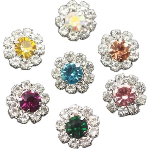 YWXINXI 10Pcs new 16MM rhinestone mixed color buckle buttons, DIY hand-sewn clothing romantic wedding decoration accessories cra