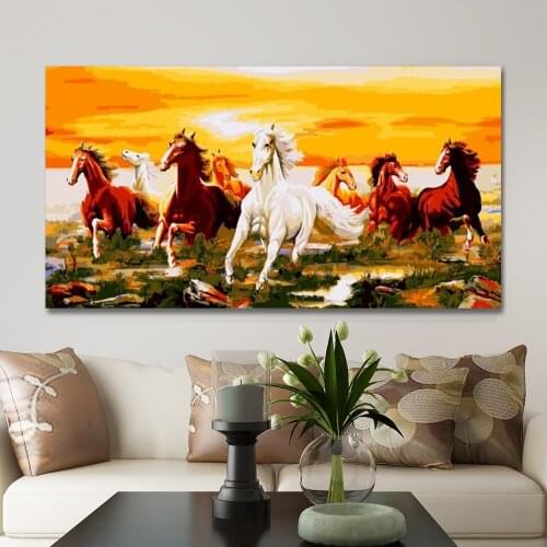 GATYZTORY 60x120cm Frame DIY Painting By Numbers Horse Animal Paint On Canvas Large Size For Living Room Arts