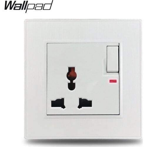 Wallpad S6 White 13A UK EU Universal Wall Socket Electric Outlet Brushed PC Plastic Panel Frame
