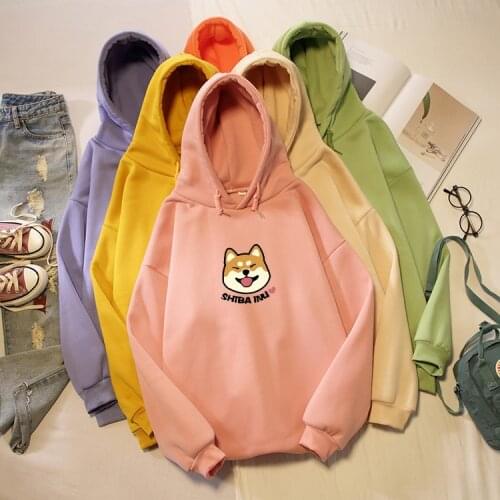 Women Harajuku Hoodies Winter Kawaii Cute Japanese Shiba Inu Graphic Pullover Kpop Sweatshirts Moletom Sudadera Mujer Oversized
