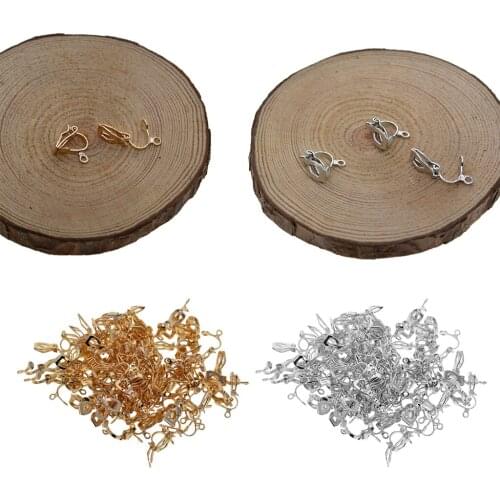 100Pcs Metal Triangle Clip-on Earring Converter, Rabbit Shape Earring Trays for DIY Non-Pierced Earrings Makings