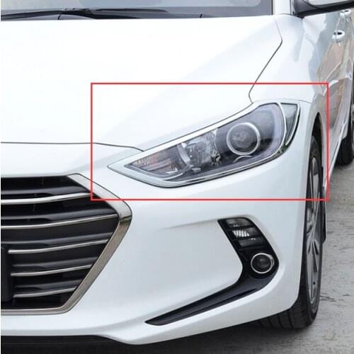 2PCS FIT FOR HYUNDAI ELANTRA AVANTE 2016 2017 CHROME FRONT HEAD LIGHT LAMP COVER TRIM MOLDING GARNISH HEADLIGHT COVER TRIM BEZEL