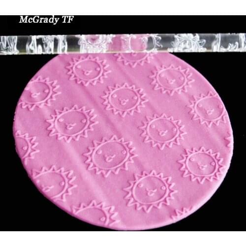 Sun Face Shape Embossing Rolling Pin Tools Cake Rolling Pin Best Promotion Mini Acrylic Rolling Pin Fondant Roller Fondant Tools