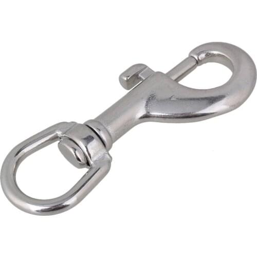 304 Stainless Steel 80mm Silver Swivel-Eye Bolt Snap Hook Round Eye Swivel Keychain Strap