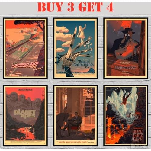 35 Designs Laurent Durieux Art Work Kraft paper Movie Poster Home Decal Art Painting Funny Wall Sticker 2 42X30cm