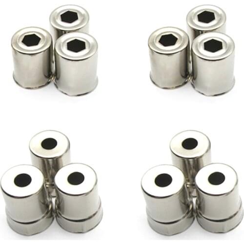 6Pcs Hexagon And 6Pcs Big Round Hole Silver Steel Cap Steel Cap Replacement Microwave Oven Magnetron Kitchen Electrical Parts