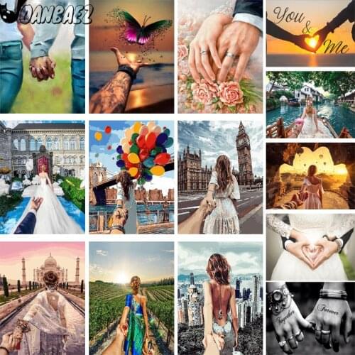 Couple Diamond Painting Hand In Hand Cross Stitch Embroidery Landscape 5Ddiy Mosaic Kit Hand-Inlaid Craft Gift Design Home Decor