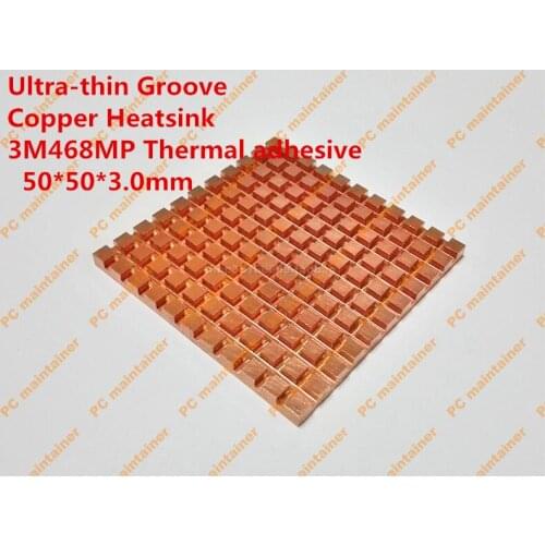 Free Ship Ultra-thin Groove Copper Heatsink 3M468MP Thermal adhesive BGA Chip Router set top box/ 50*50*3.0mm notebook radiator