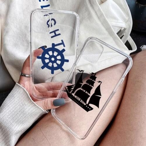 Cartoons Buccaneer ship Phone Case for iPhone 8 7 6 6S Plus X SE2020 XR 11 12 pro mini XS MAX soft TPU Clear compass cover