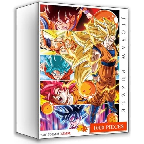 Wooden Jigsaw Puzzle Son Goku Cartoon 1000 Pieces Assembling Anime Picture Puzzles Toys Adults Children Kids Games Education Toy