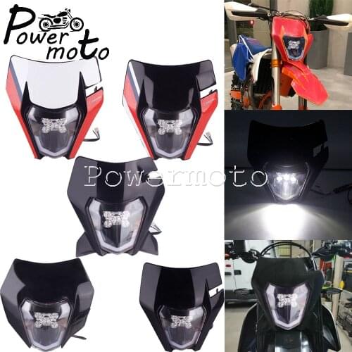 Dual Sport HI/LO Beam LED Headlight Motocross Head Light Mask Cowl Fairing For EXC TPI XC-W EXC-F Factory Six Days 250 300 450