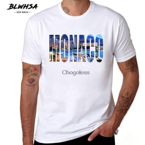 Monaco City Printed T shirt Men Fashion Short Sleeve Letter Design T-shirts Monaco Capital City Monaco White Tops Tees