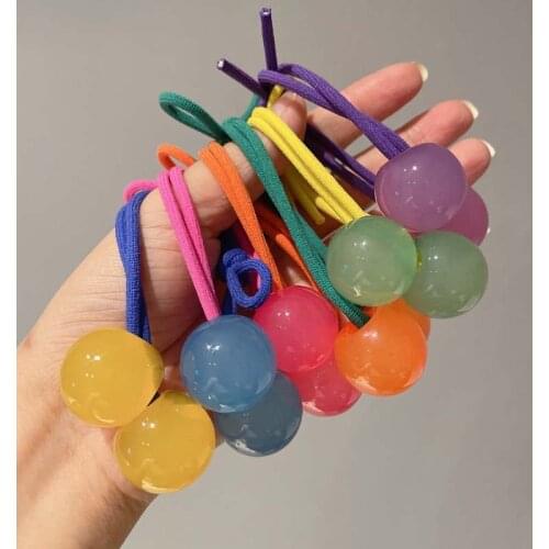 Korea Colorful Geometric Crystal Ball Elastic Hair Bands Rubber Band Hair Accessories For Girls Hair Ties Gum for Hair
