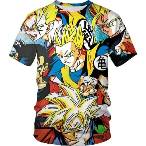 Summer dragon ball theme top fashion cartoon cartoon harajuku mens clothing T-shirt mens animation 3D T-shirt boys clothing la