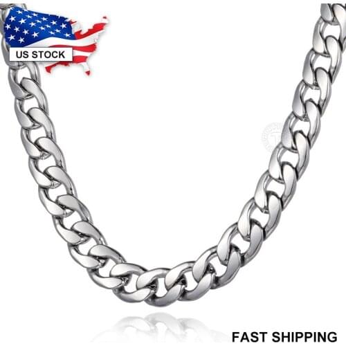 11mm Stainless Steel Mens Necklaces Dropshipping Wholesale Fashion Jewelry Curb Cuban Chain Necklace for Men Gift LKN181