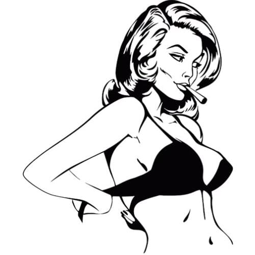 Smoking Lady Beauty Car Stickers Fantasy Fashion Stickers Pvc Decals Suitable for All Kinds of Cars Black/white, 15cm*12cm