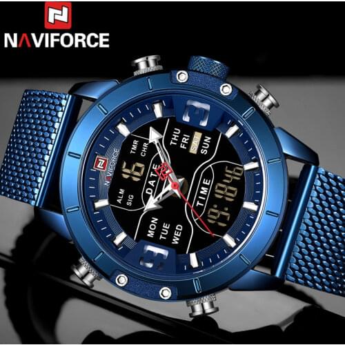 NAVIFORCE 9153 Mens Watches Top Brand Fashion Sport Watch Male Waterproof Quartz Digital Led Clock Military Army Man Wristwatch