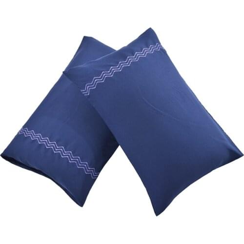 2pcs/lot Solid Color Sanding Embroidery Pillow Case US UK Queen Pillow Cover Hotel Home Bedding Pillowcase White Blue Pink #316