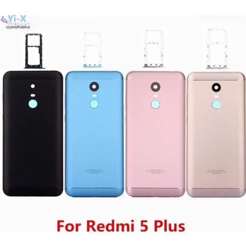 NEW Back battery cover for Xiaomi Redmi 5 Plus Back Battery Cover Door Housing with Sim card holder Tray