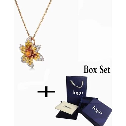 2021 new orange flower pendant lady Retro Rose Gold Necklace for girlfriend‘s Valentine gift