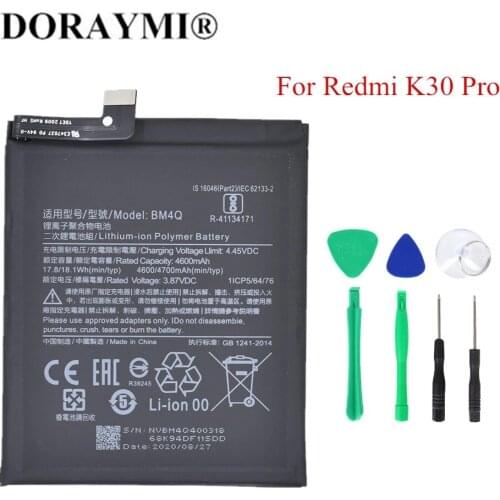 New Original BM4Q Replacement Battery for Xiaomi Mi Poco F2 Pro Redmi K30 Pro 4700mAh Genuine Phone Bateria with Tools