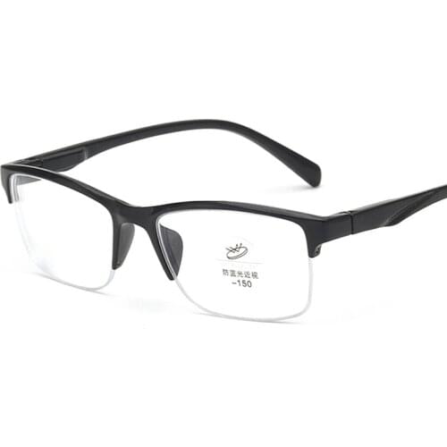 2021 new large eyebrow half frame anti blue light finished myopia glasses 100 400 degree mens and womens Art