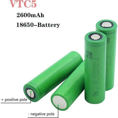10Pieces 3.7 V Volt Rechargeable US18650 VTC5 2600mAh VTC5 18650 Battery Replacement 3.7V 2600mAh 18650 Batteries