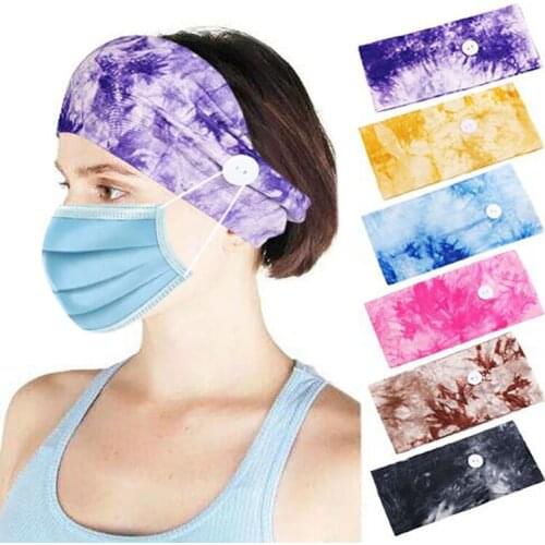 Button Headband Face Holder Wearing Protect Ears Sport Camouflag Quick Dry Sweat Unisex Yoga Running Absorption-masks Headband