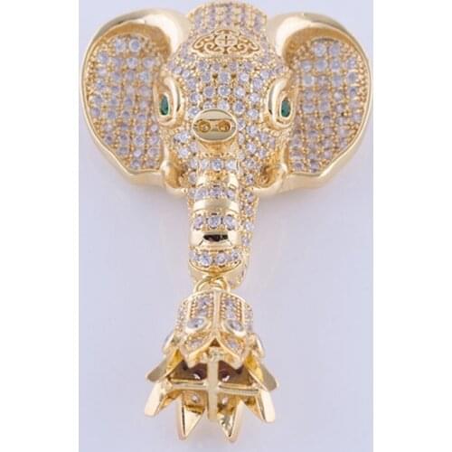 Supplies For Jewelry Unique Design Copper Paved Real CZ Beads Elephant Necklace Tassel Making Charm Pendant Jewelry Findings