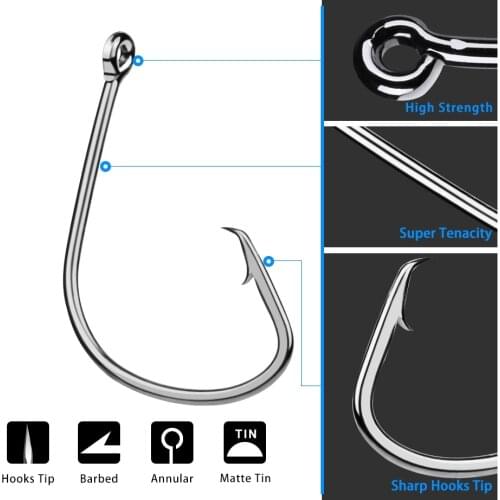 Proberos Brand 50pcs/lot 1#-5/0# Fishing Hooks Black Color Octopus/Circle Sport Circle Jig Big Fish Hook Carp Bass Anzol Peche
