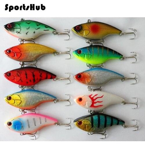 SPORTSHUB 2PCS/Lot 7.5CM 18G 10-Colors 3D Eyes Beads Inside Vibration Vib Lures Fishing Lures Hard Baits NR0038
