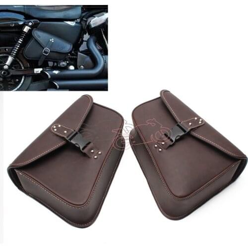 Motorcycle Retro Old School PU Leather Saddlebag Saddle Bag Luggage Bag Universal For Harley Sportster XL 883 Hugger Sportster