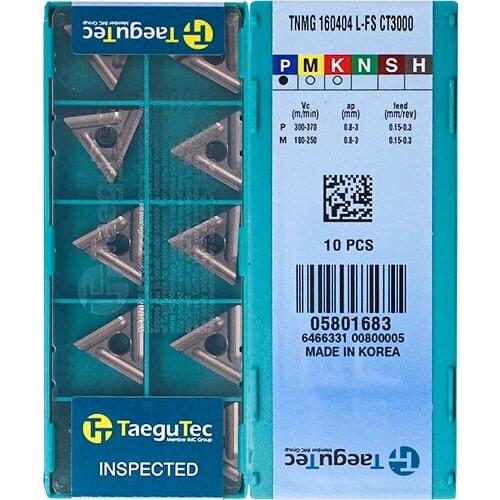 TNMG160404L-FS CT3000 Original Taegutac Carbide Inserts Turning Inserts Lathe Tools 10Pcs/Lot