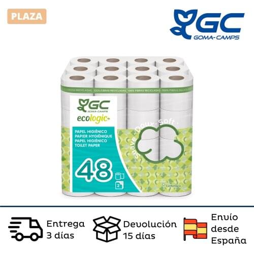 Gcecologic + household toilet paper, recycled cellulose: 48 rolls of 18 m. c/u; 864 meters total toilet paper