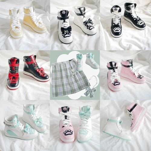 Lolita high-top student sports shoes campus style comfortable women soft girl cute shoes loli cos kawaii girl cosplay shoes