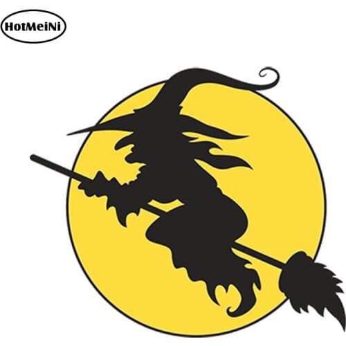 HotMeiNi Car Styling Car Sticker Witch & Broomstick Vinyl Sticker Laptop Travel Luggage Waterproof Accessories 13cm x 11cm