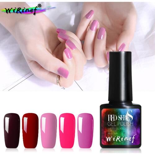 WiRinef New Arrival Rose Red Color Gel Polish Top Coat Nail Lacquer Gel Fashion Varnish Art Nail UV Led Gel Nail Polish