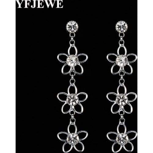 YFJEWE Vintage Crystal Flower Dangle Earrings For Women Gorgeous Wedding Earrings Statement Gem Earrings E578